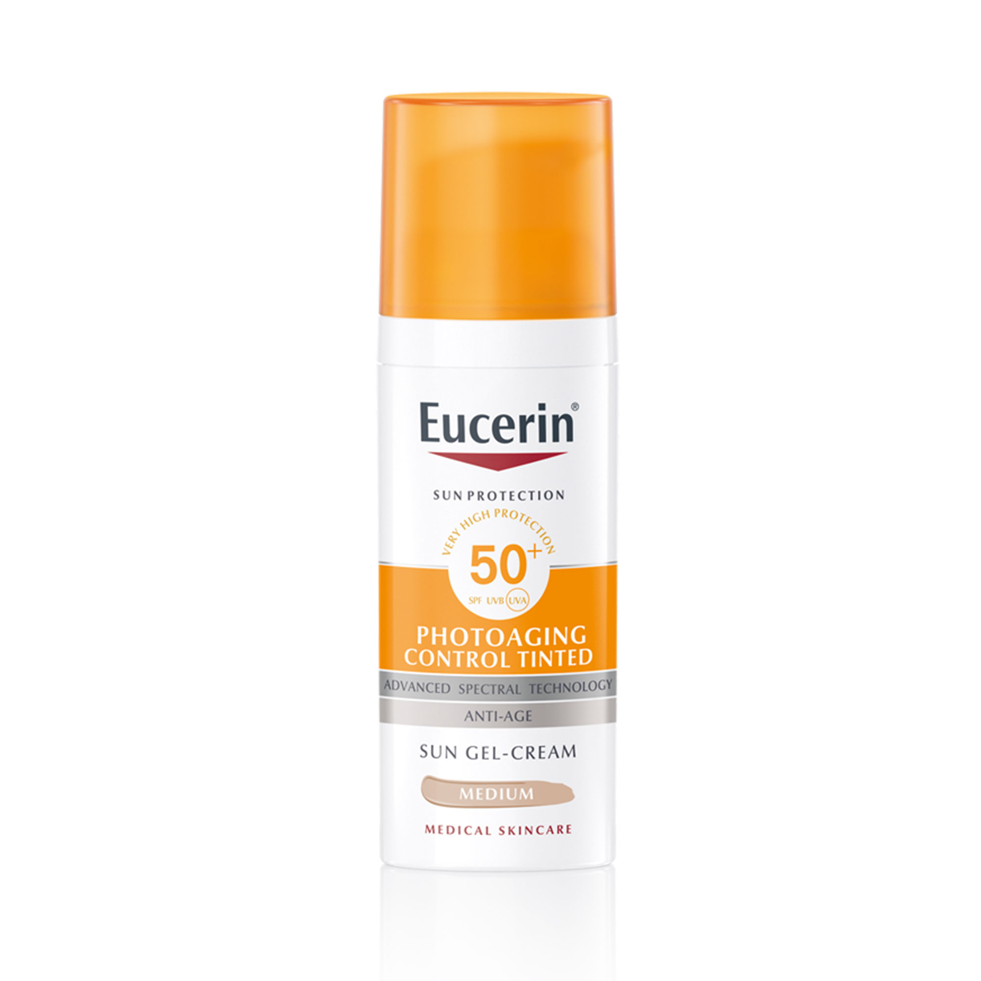 Eucerin Eucerin Sun Photoaging Control Tinted Medium obarvan kremni gel za zaščito obraza pred soncem ZF 50+ 50 ml