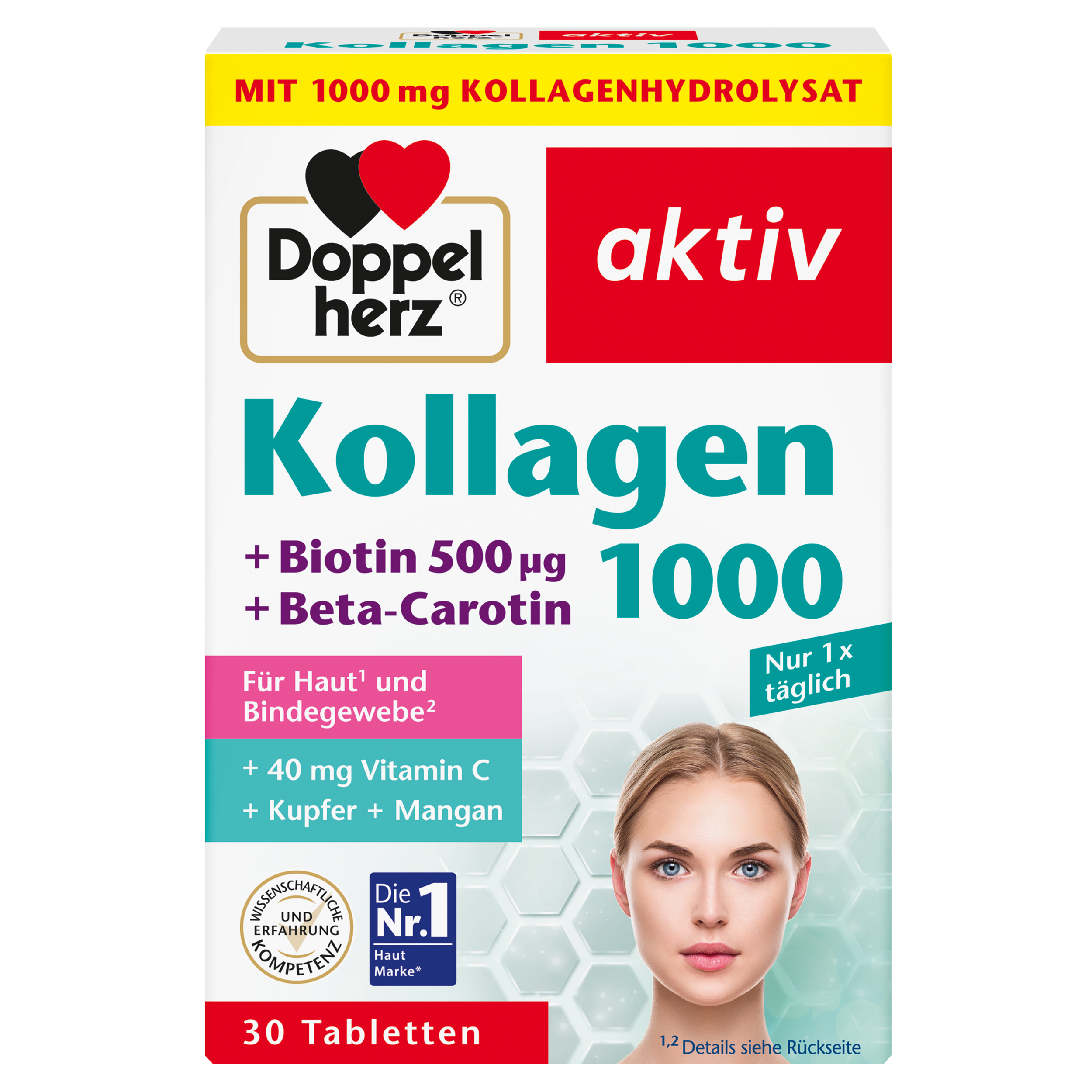 Doppelherz aktiv Kolagen 1000 + biotin + betakaroten, 30 tablet