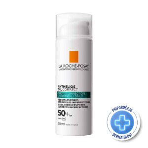 La Roche-Posay ANTHELIOS OIL CORRECT Gel krema za zaščito mastne kože pred soncem SPF50+, 50 ml.