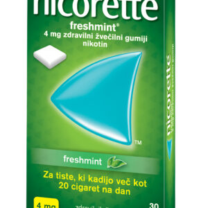 Nicorette Freshmint 4 mg zdravilni žvečilni gumiji, 30 žvečilnih gumijev