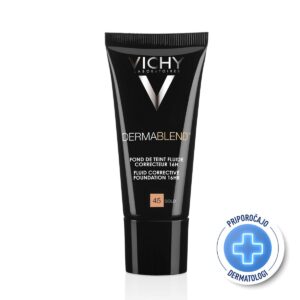 VICHY DERMABLEND Tekoči puder z visoko prekrivno močjo SPF28, 30 ml, 45 Gold