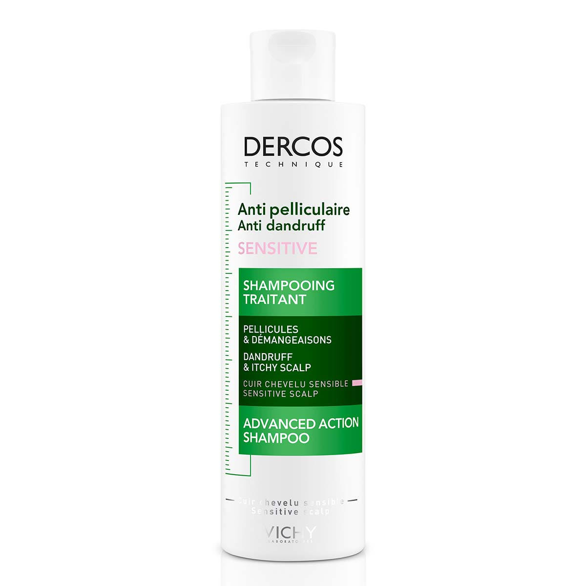 VICHY DERCOS Negovalni šampon proti prhljaju za občutljivo lasišče brez sulfatov, 200 ml