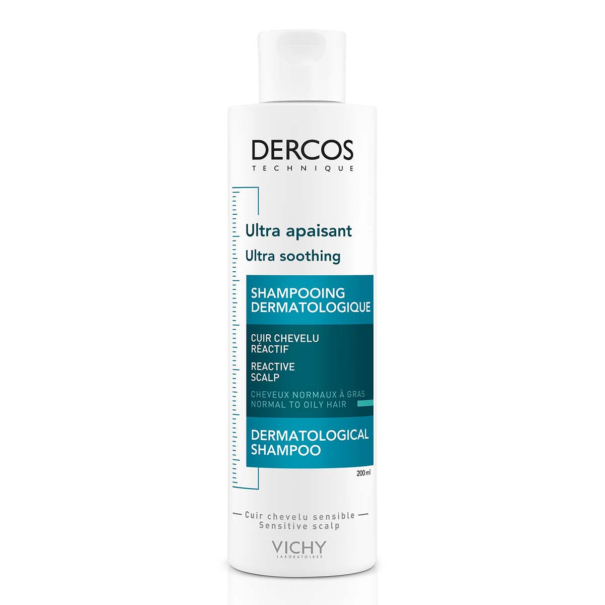 VICHY DERCOS Izjemno pomirjujoč šampon za normalne do mastne lase, 200 ml