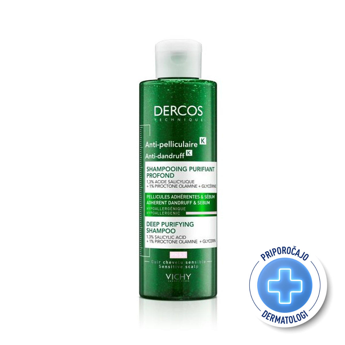 VICHY DERCOS ANTI-DANDRUFF K Šampon proti lepljivemu prhljaju in sebumu, 250 ml