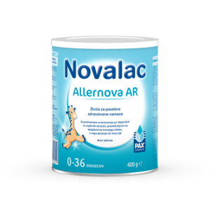 Novalac Allernova AR, mleko za dojenčke in majhne otroke z alergijo na beljakovine kravjega mleka in s polivanjem, 400 g