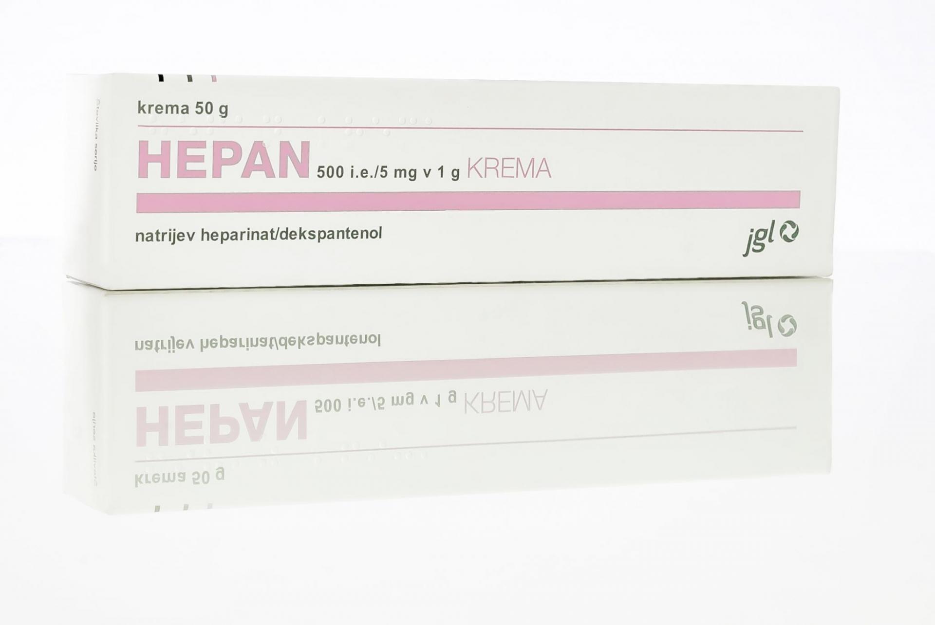 Hepan 500 i.e./5 mg v 1g krema, 50 g