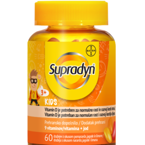 SUPRADYN® KIDS, 60 dražejev z okusom pomaranče, jagode in limone