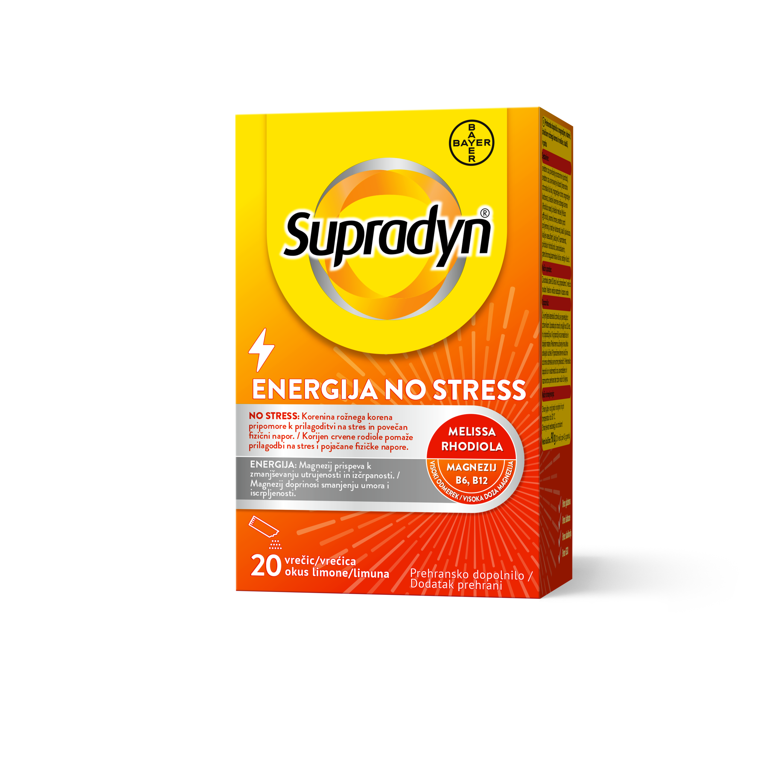 SUPRADYN® ENERGIJA NO STRESS, 20 vrečic, v prahu, z okusom limone
