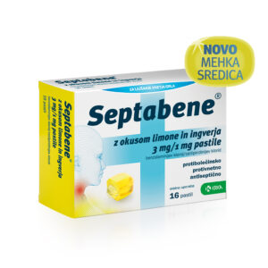 Septabene z okusom limone in ingverja 3 mg/1 mg pastile, 16 pastil