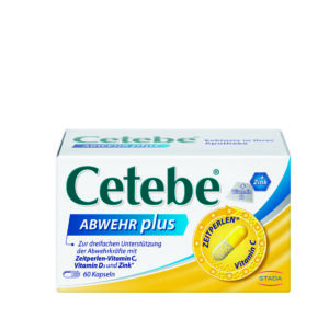 Cetebe®DefencePlus Prehransko dopolnilo z vitaminom C, vitaminom D3 in cinkom, 60 kapsul
