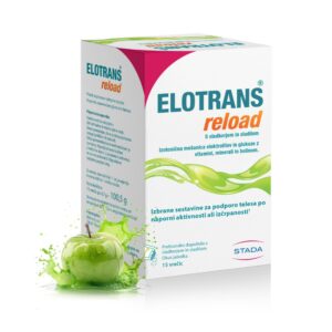 Elotrans Reload IZOTONIČNA MEŠANICA ELEKTROLITOV IN GLUKOZE – jabolko, 15 vrečk