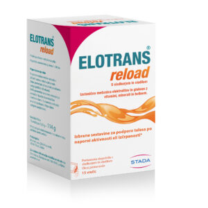 Elotrans Reload IZOTONIČNA MEŠANICA ELEKTROLITOV IN GLUKOZE – pomaranča, 15 vrečk